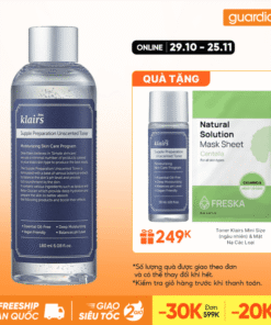 Nước Hoa Hồng Không Mùi Dưỡng Ẩm Và Làm Mềm Da Dear Klairs Supple Preparation Unscented Toner 180Ml